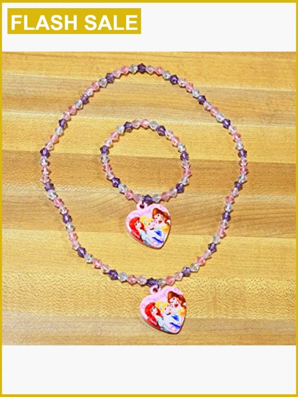 Disney Princess Necklace and Bracelet Dress-Up Jewelry Set